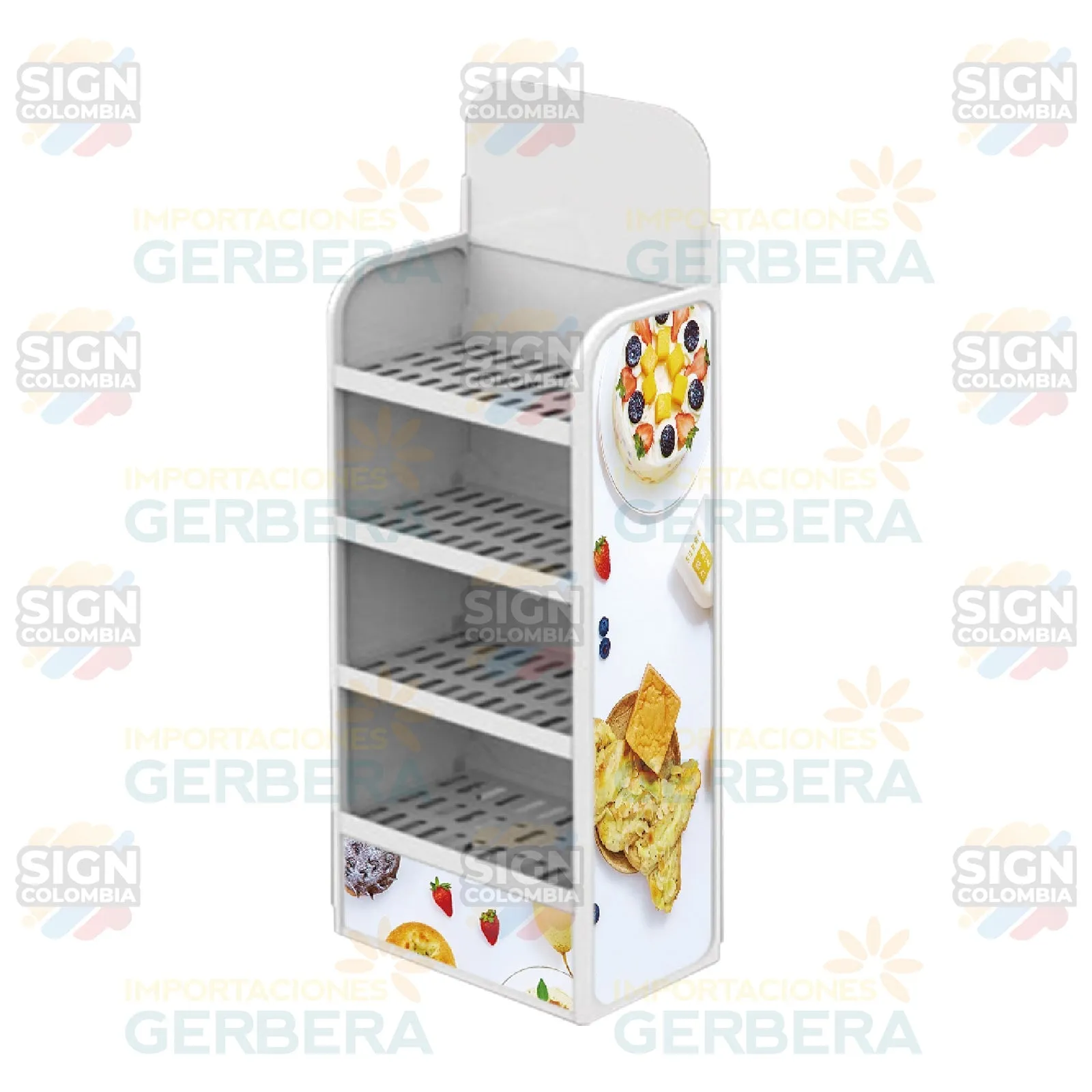 Exhibidor de suelo plástico y hierro de 1250 x 500mm
