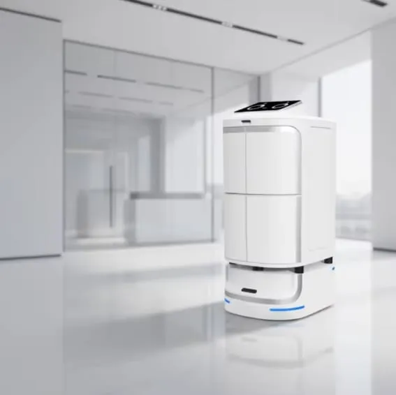 Robot de Entrega para Hoteles con IA, Navegación Autónoma e Integración con Ascensor para Servicio a la Habitación sin Contacto