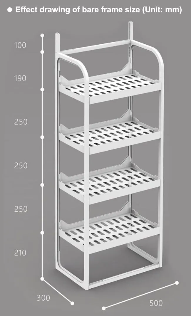 Exhibidor de suelo plástico y hierro de 1250 x 500mm